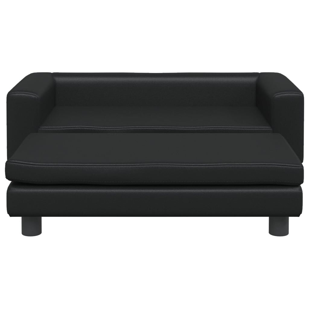 vidaXL Cama de perros con extensi&oacute;n cuero sint&eacute;tico negro 100x50x30 cm, , large Imagen numero 2