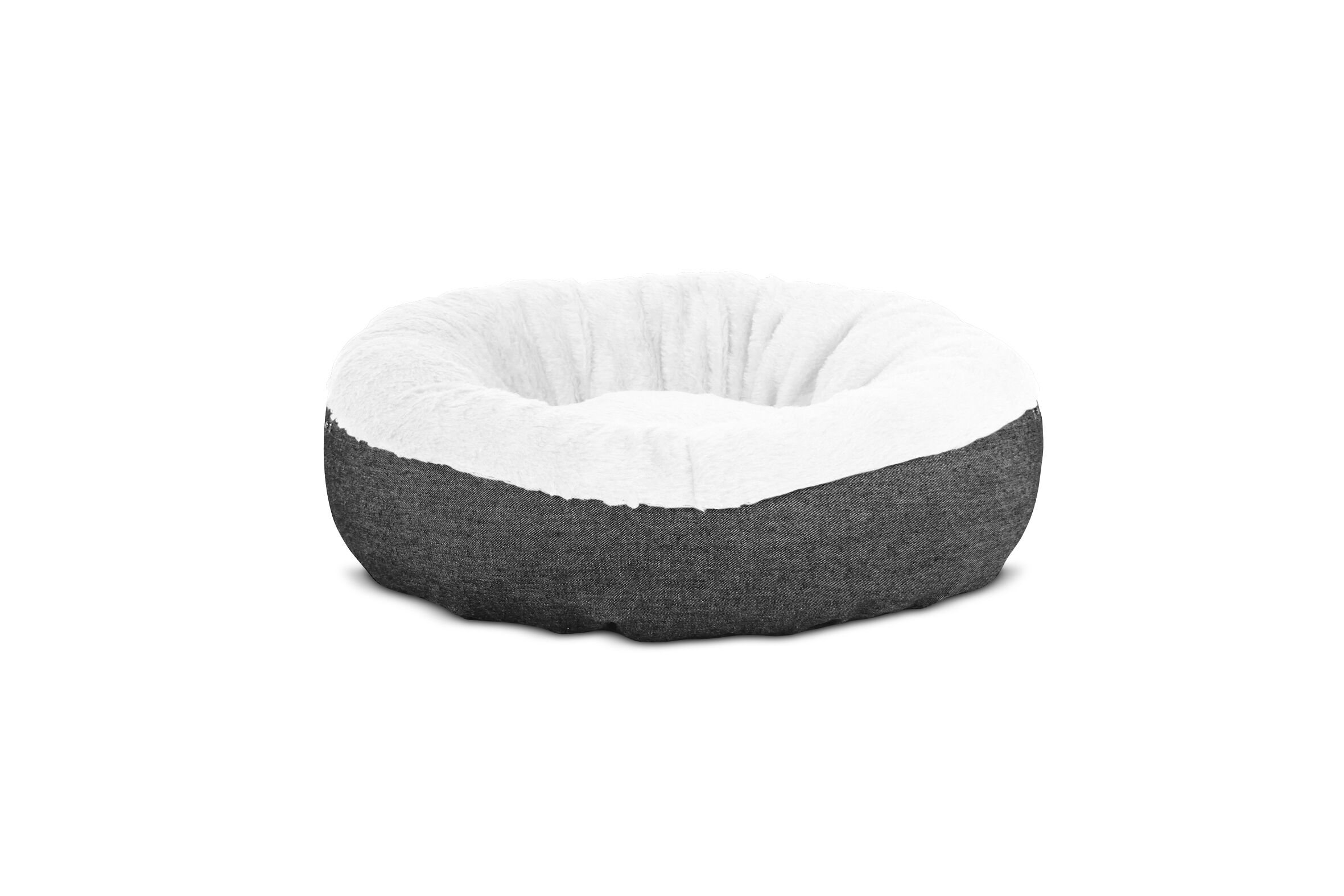 Gauty Cama Redonda para Perros y Gatos  Denim y pelo - Negro y blanco, , large Imagen numero 1