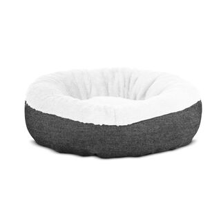 Gauty Cama Redonda Denim y pelo negro y blanco para Perros y Gatos