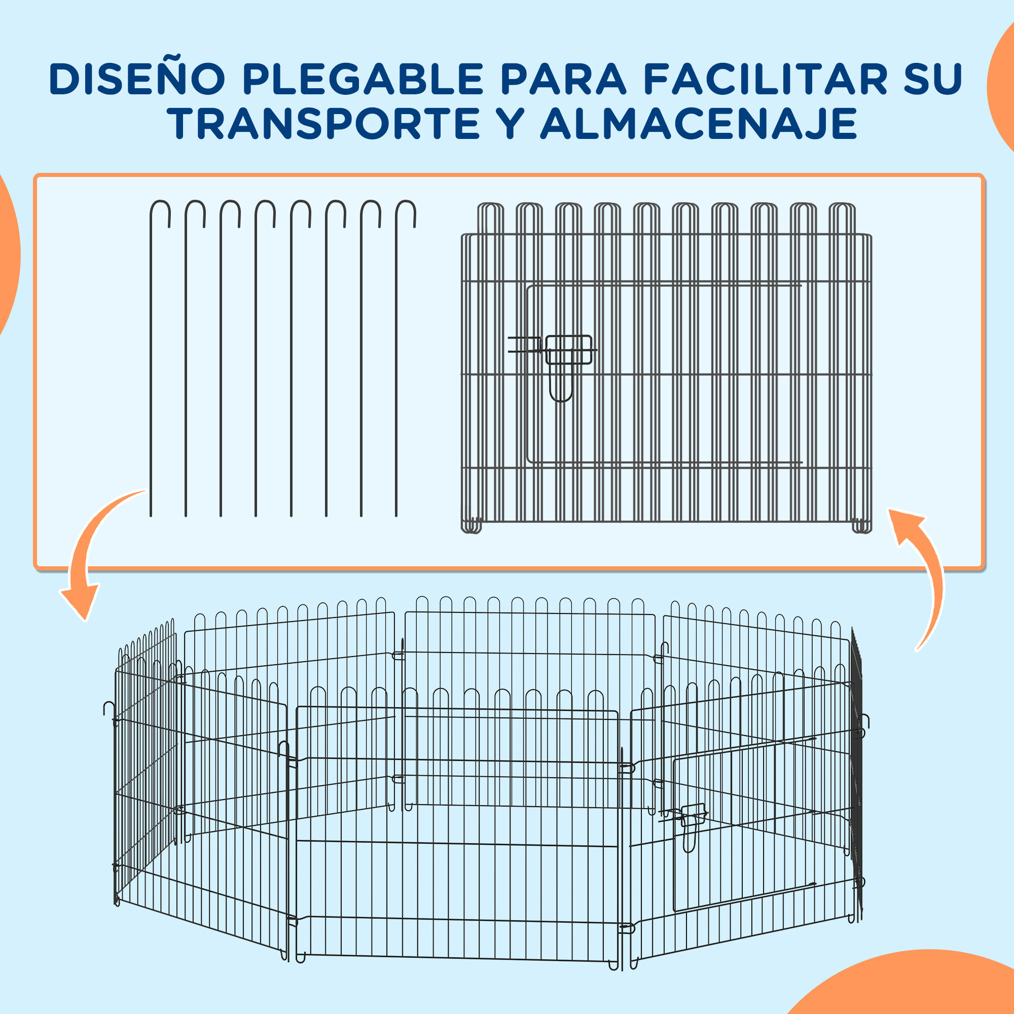 PawHut Conjunto para Mascotas Juego de Parque para Perros Plegable de 8 Paneles y Comedero Elevado para Perros de 4 Alturas Ajustables 71x61 cm 43x25x30 cm Negro, , large Imagen numero 5