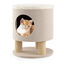 COSTWAY Taburete para Gatos 3 en 1 con Condominio, Casa para Mascotas Otomana, Cueva para Gatos con Poste Rascador y Bola de Felpa, Cama Gato Cueva 40 x 40 x 47 cm (Beige), , large indicador imagen numero 1