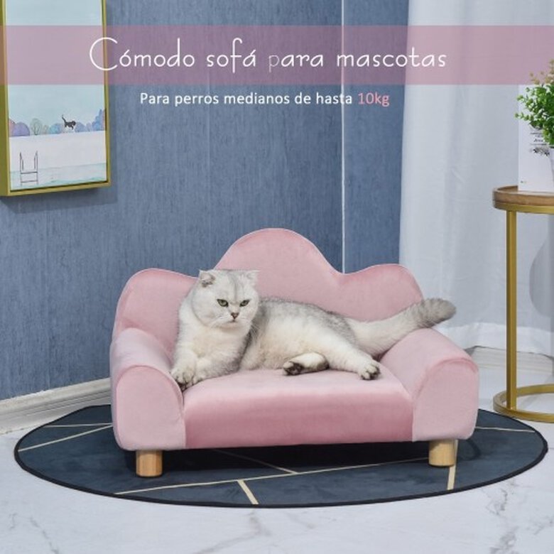 Sofá para mascotas PawHut  con respaldo y forma de olas color Rosa, , large image number null