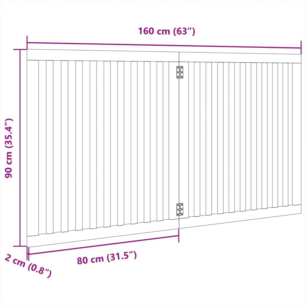 vidaXL Puerta para perros plegable 2 paneles madera de &aacute;lamo 160 cm, , large Imagen numero 5
