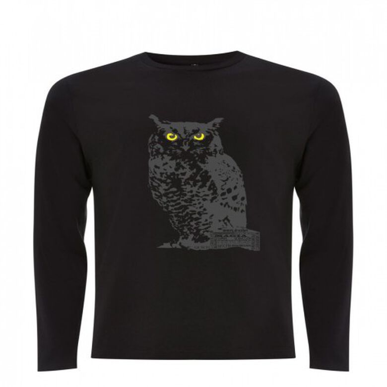 Camiseta unisex búho color Negro thumbnail