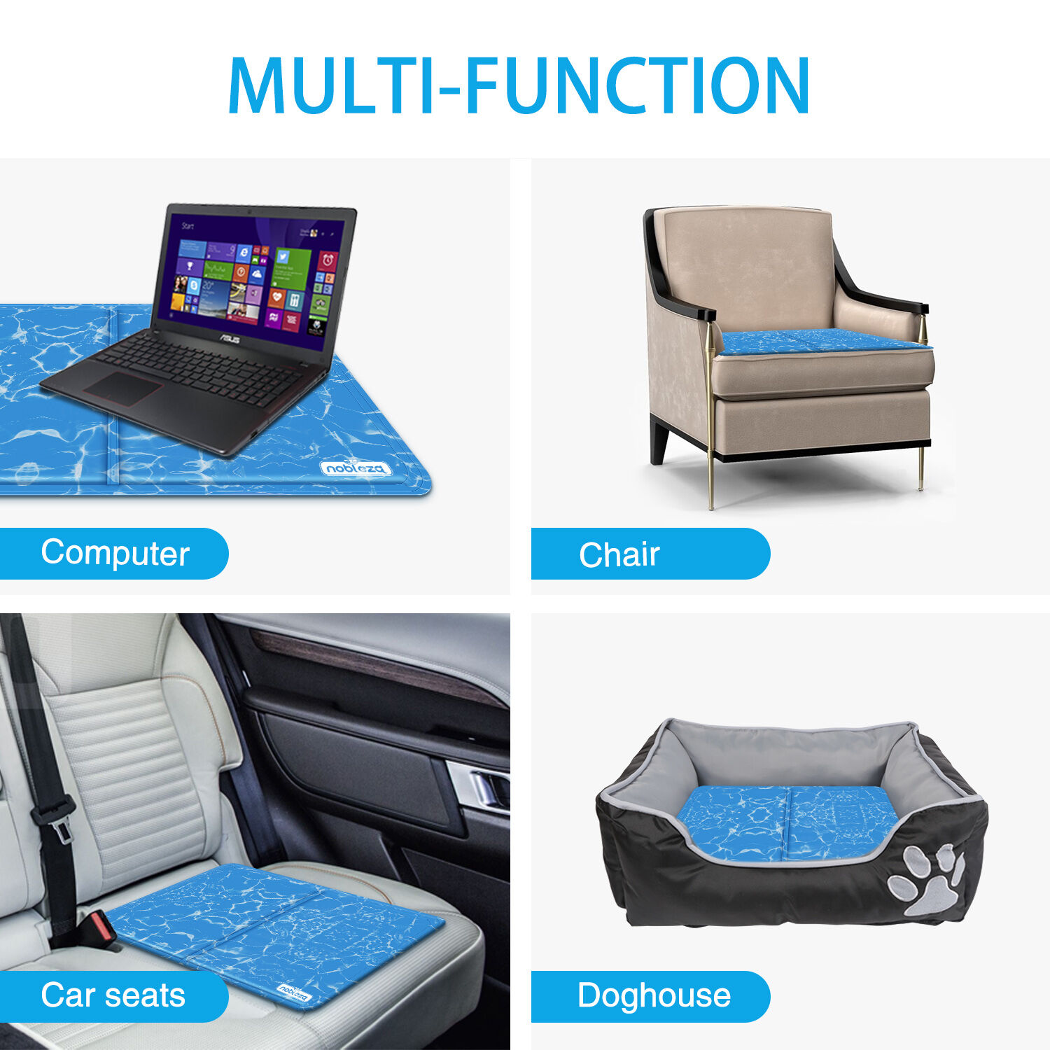 Nobleza - Alfombrilla refrescante para mascotas grandes. Auto refrigerante No t&oacute;xico. Ideal para para perros, gatos en verano. 65 * 50 cm, color azul M, , large Imagen numero 14