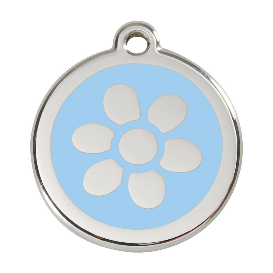 Placa identificativa Acero Inoxidable Esmalte Flor Azul Claro para perros, , large Imagen numero 1