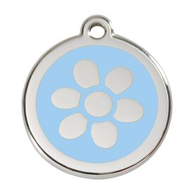 Red Dingo Placa identificativa Acero Inoxidable Esmalte Flor Azul Claro para perros