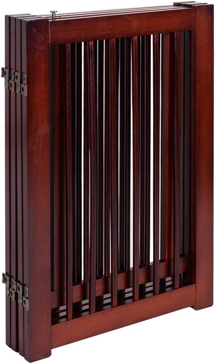 COSTWAY Barrera de Puerta de Seguridad Rejilla para Perros Mascotas Puerta Escalera Protecci&oacute;n Plegable de Madera (203 x 76 x 1,8cm), , large Imagen numero 5