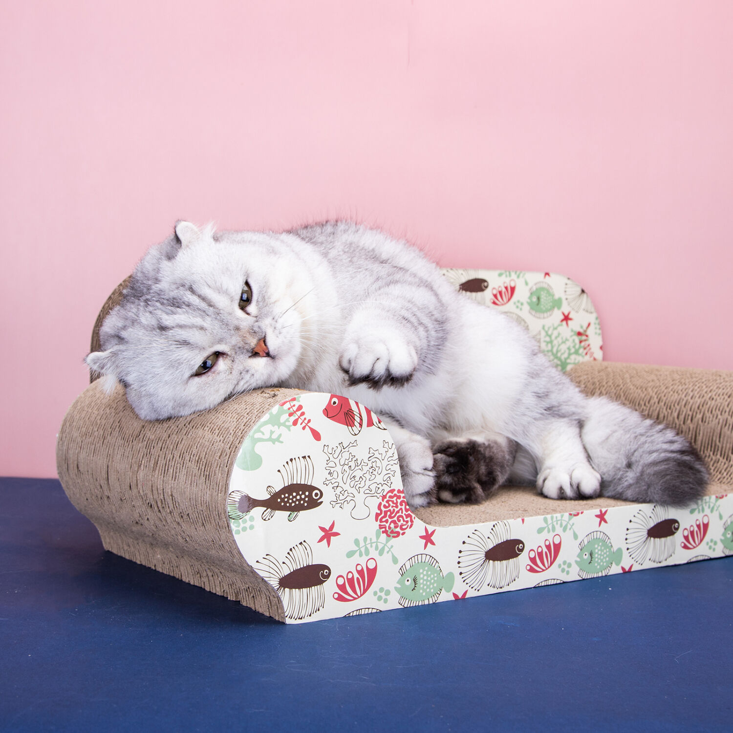 Nobleza Rascador cartón corrugado forma sofá para gatos thumbnail