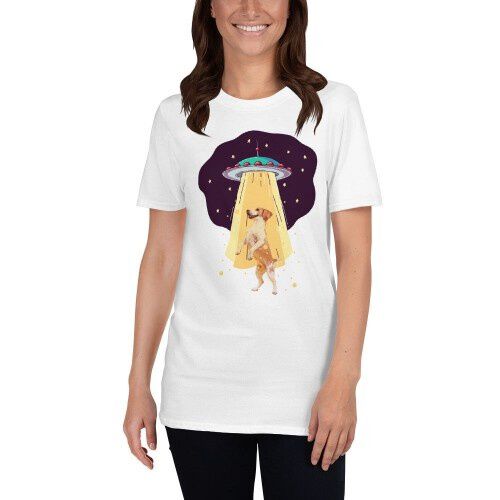 Mascochula camiseta mujer abduction personalizada con tu mascota blanco thumbnail