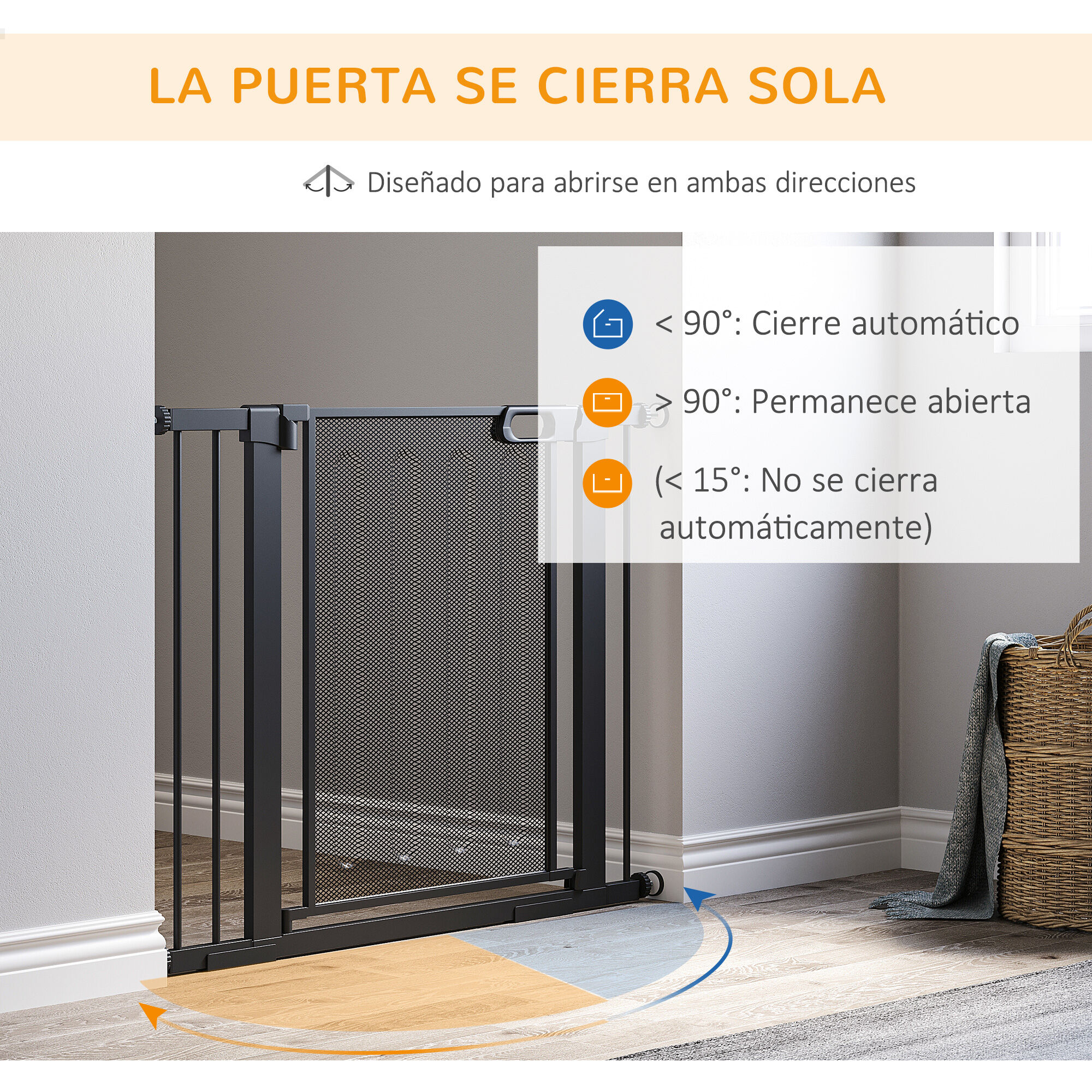 PawHut Barrera de Seguridad Negro, , large Imagen numero 5