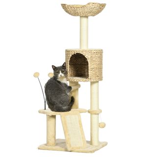 PawHut Torre Rascador con poste para gatos