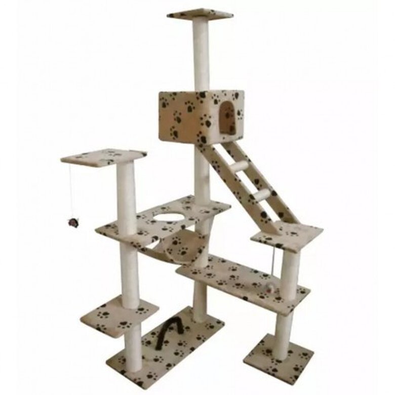 Rascador grande para gatos color Beige Huellas, , large image number null