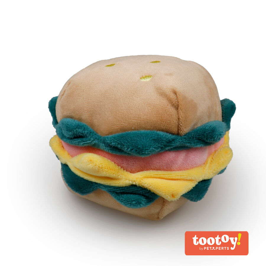 Tootoy! Comfort Cheese Burguer Cuddler peluche con sonido para perros thumbnail