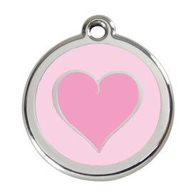 Red Dingo Placa identificativa Acero Inoxidable Esmalte Corazón Rosa Rosa para perros