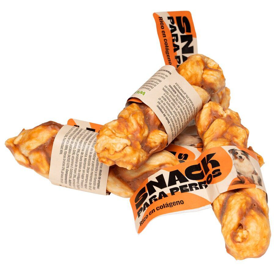 WUAPU SNACK POLLO C/COLAGENO TRENZA M 65gr aprox, , large Imagen numero 2