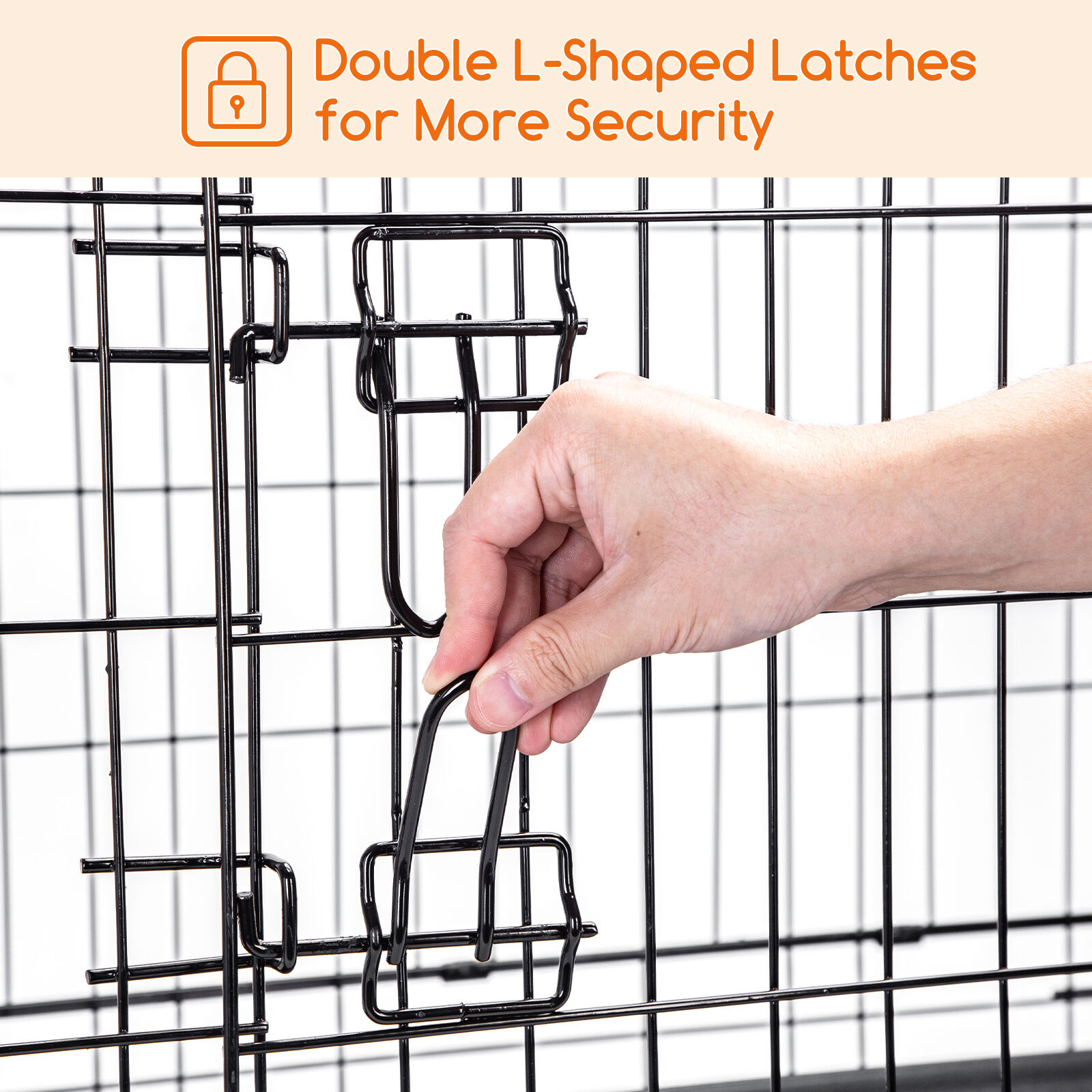 Nobleza - Jaula Met&aacute;lica para Perros, 121x74x80.5cm,Jaula para Mascotas con 2 Puertas, Bandeja Base de Pl&aacute;stico Resistente a la Masticaci&oacute;n y Asa de Transport - Negro, , large Imagen numero 4