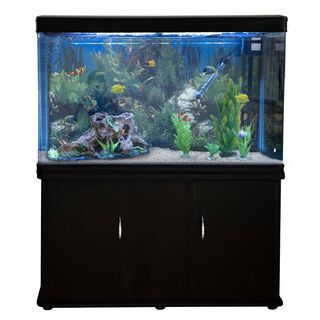 MonsterShop Acuario con Mueble Negro, Accesorios y Grava blanca para peces