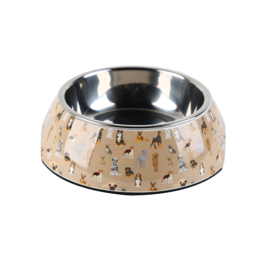 Leeby comedero acero inoxidable estampado marrón para perros thumbnail