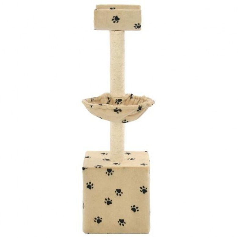 Rascador para gatos con poste de sisal color Beige huellas, , large image number null