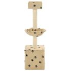 Rascador para gatos con poste de sisal color Beige huellas, , large image number null