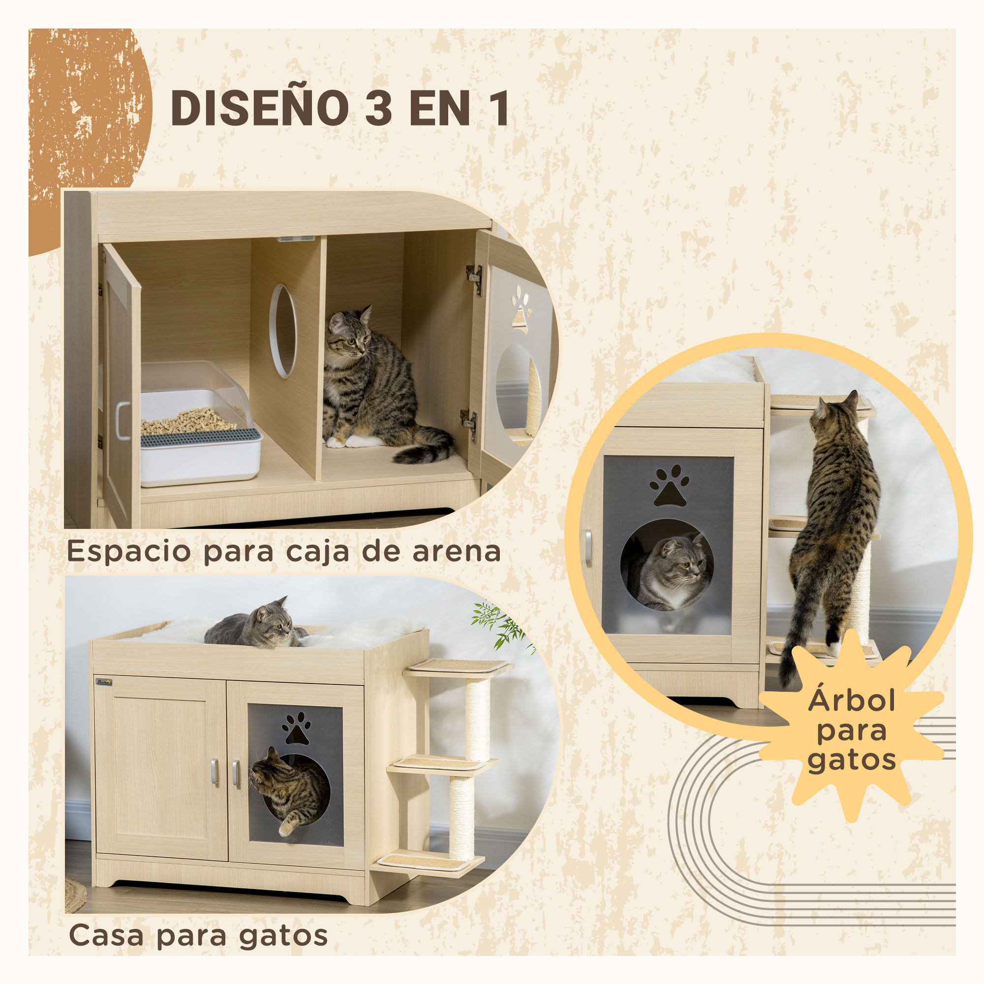 Arenero shop madera gato