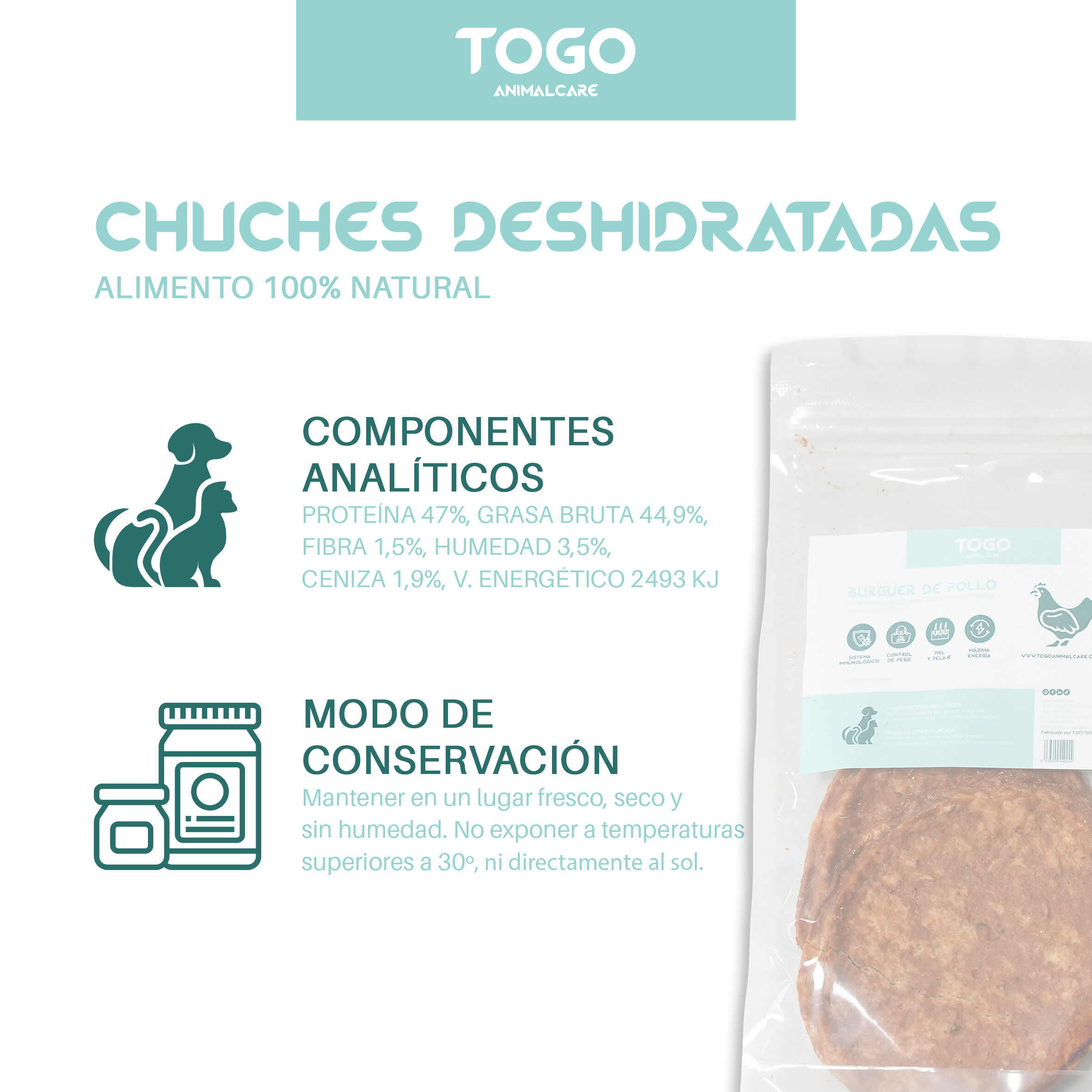 Burger de Pollo Togo Animal Care| Snacks Naturales, , large Imagen numero 5