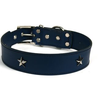 LGMCAN Collar de Piel azul marino con estrella para perros