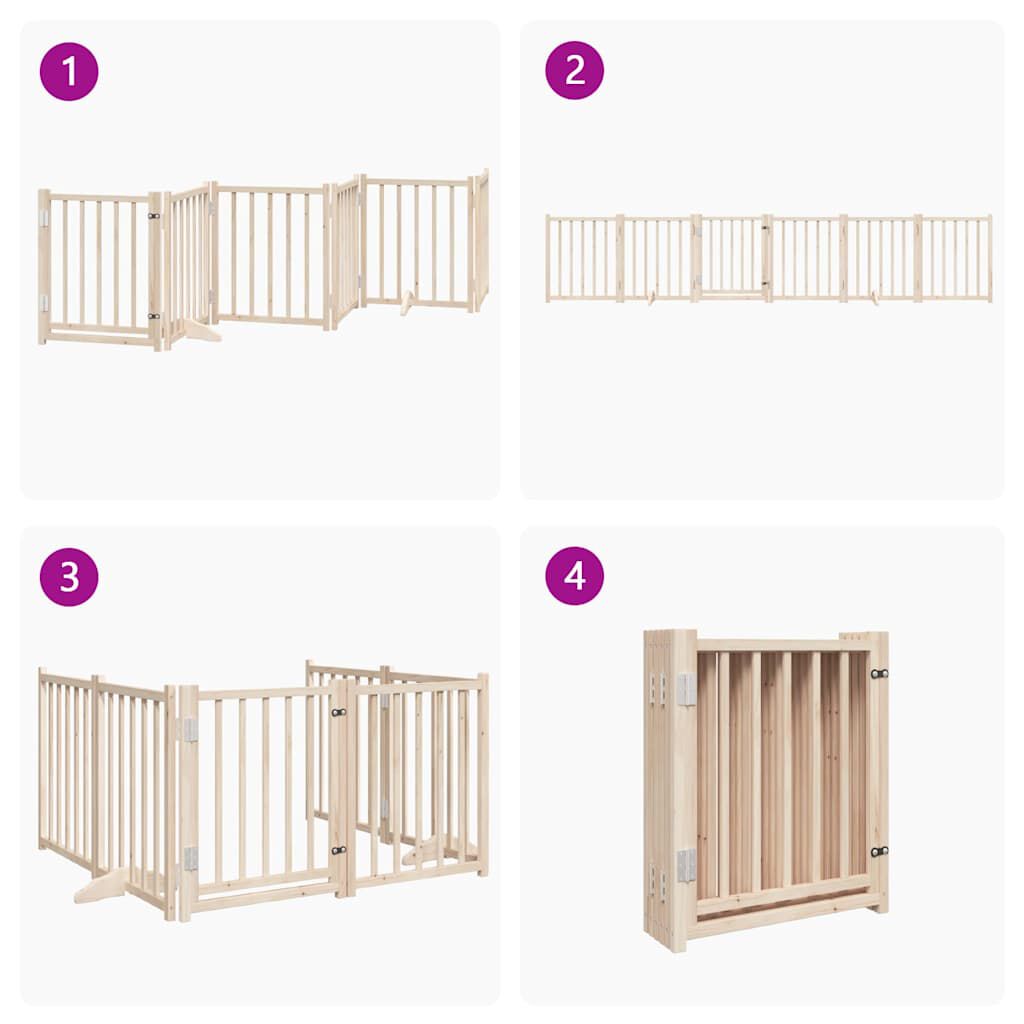 vidaXL Puerta para Perros Plegable Paneles Puerta Mascotas Madera de &Aacute;lamo, , large Imagen numero 3