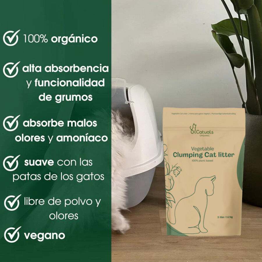 Catuals&reg; Arena Para Gatos 100% Vegetal, , large Imagen numero 4