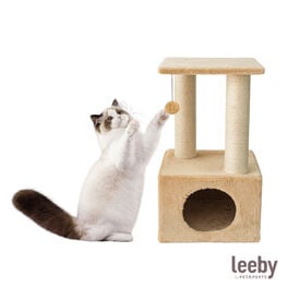Leeby Colette Scratch rascador con cama nido y juguete beige para gatos