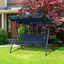Outsunny Columpio de Jard&iacute;n de Metal con Parasol Balanc&iacute;n de 3 Asientos con Coj&iacute;n y Techo Ajustable (Negro), , large indicador imagen numero 2