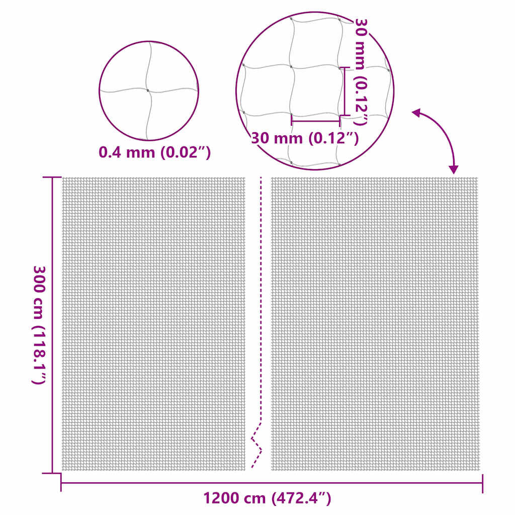 vidaXL Red transparente para gatos, 6x3 m, nailon, , large Imagen numero 9