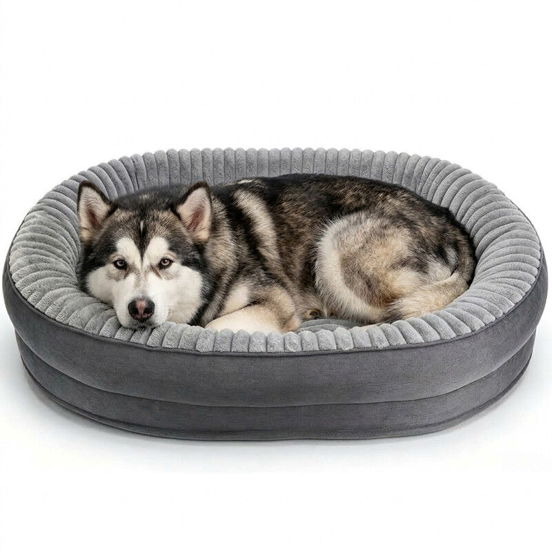 Nobleza Cama Sof&aacute; Ortop&eacute;dica para Perros Grandes (110 x 80 x 19 cm) - Cama con Espuma Huevera Viscoel&aacute;stica, Forro Impermeable, Funda Extrable Lavable a M&aacute;quina y Base Antideslizante, Suave Franela Polar, Gri, , large Imagen numero 7