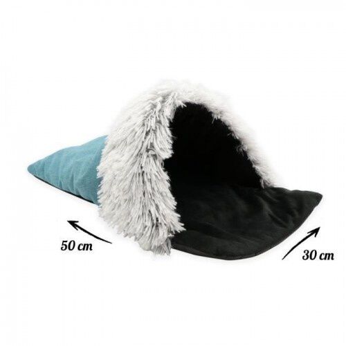 Tyrol cama en forma de calcet&iacute;n de pelo largo celeste para gatos, , large Imagen numero 5
