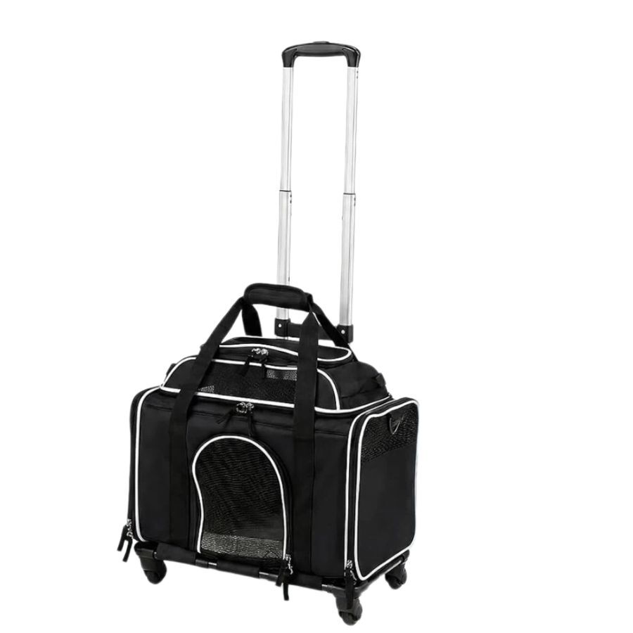 COSTWAY Transport&iacute;n para Mascotas con Ruedas y Asa Telesc&oacute;pica, Transportador para Perros y Gatos con Correa para Hombro, Alfombra Lavable, Ventanas Transpirables, Cremalleras, Negro, , large Imagen numero 1