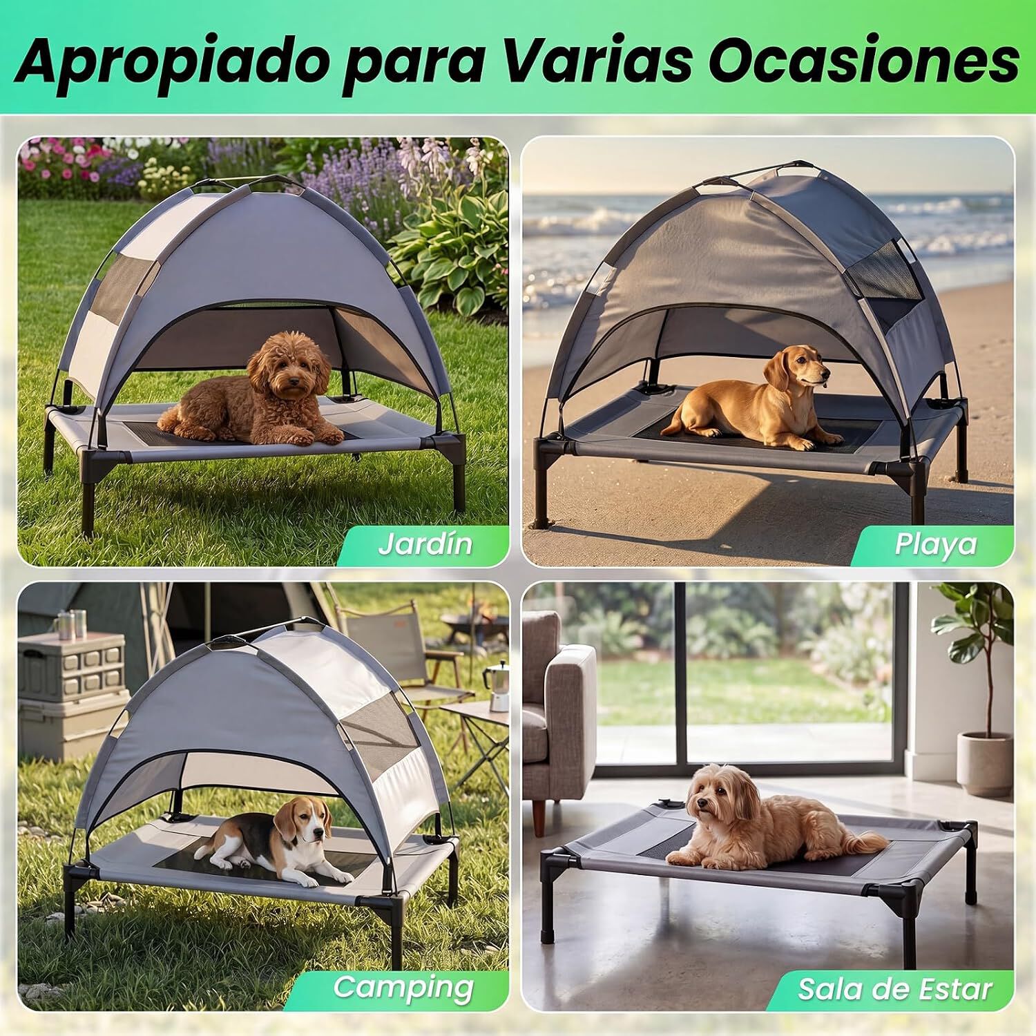 COSTWAY Cama Elevada para Perros con Toldo Extra&iacute;ble (78,5 x 63 x 70 cm), , large Imagen numero 3