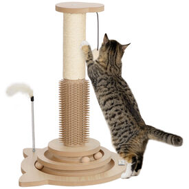PawHut Rascador Roble y Crema para Gatos 