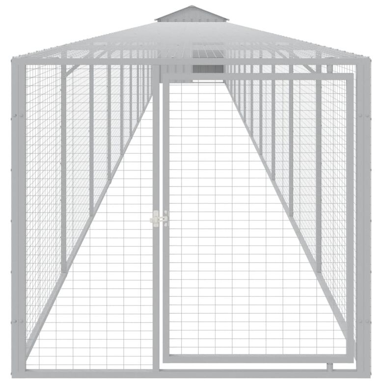 vidaXL Gallinero con corral acero galvanizado gris claro para gallina thumbnail
