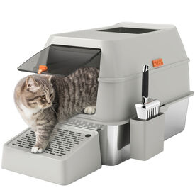 PawHut Arenero para Gatos Gris Claro
