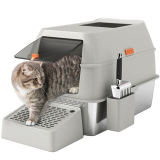 PawHut Arenero para Gatos Gris Claro
