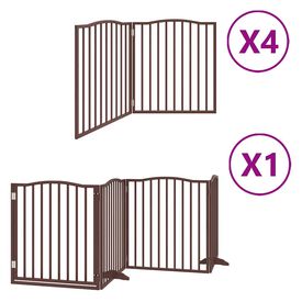 vidaXL Puerta de perros plegable 12 paneles madera álamo marrón 600 cm