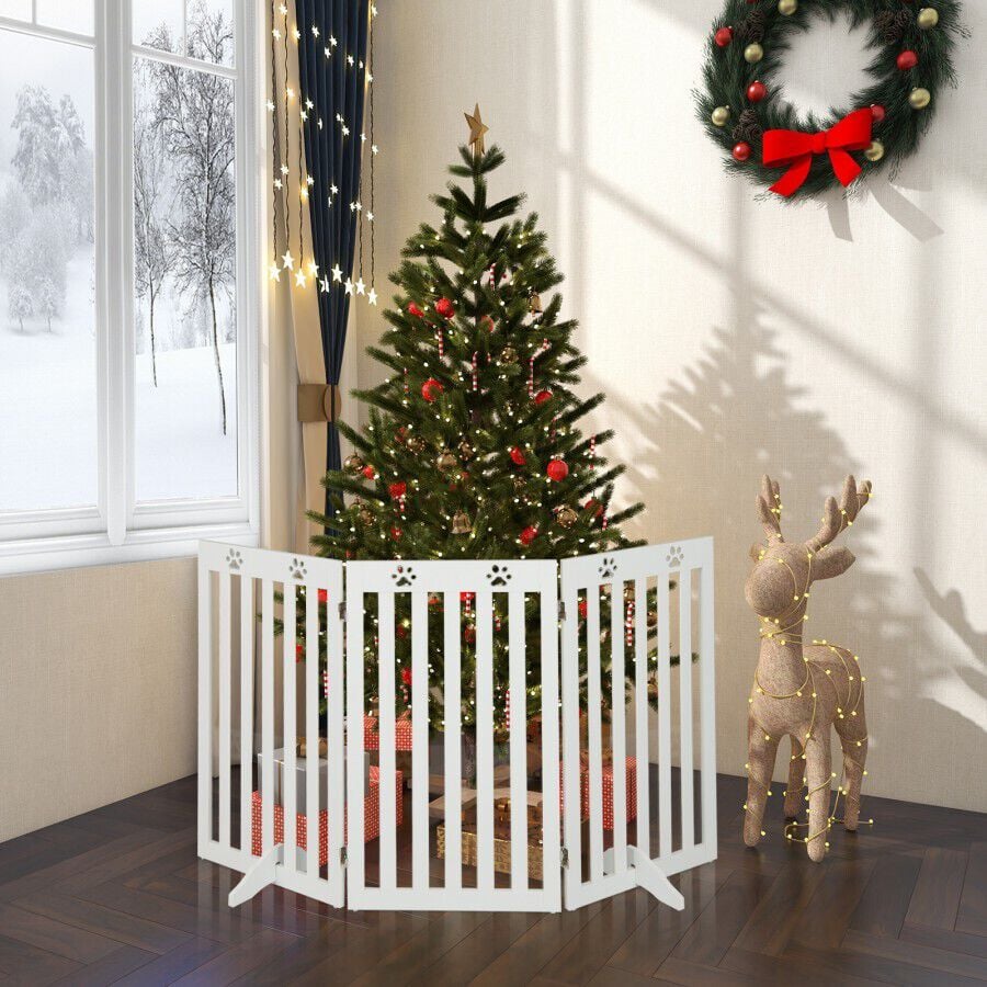 Costway Cerca Plegable Blanco Madera para perros thumbnail