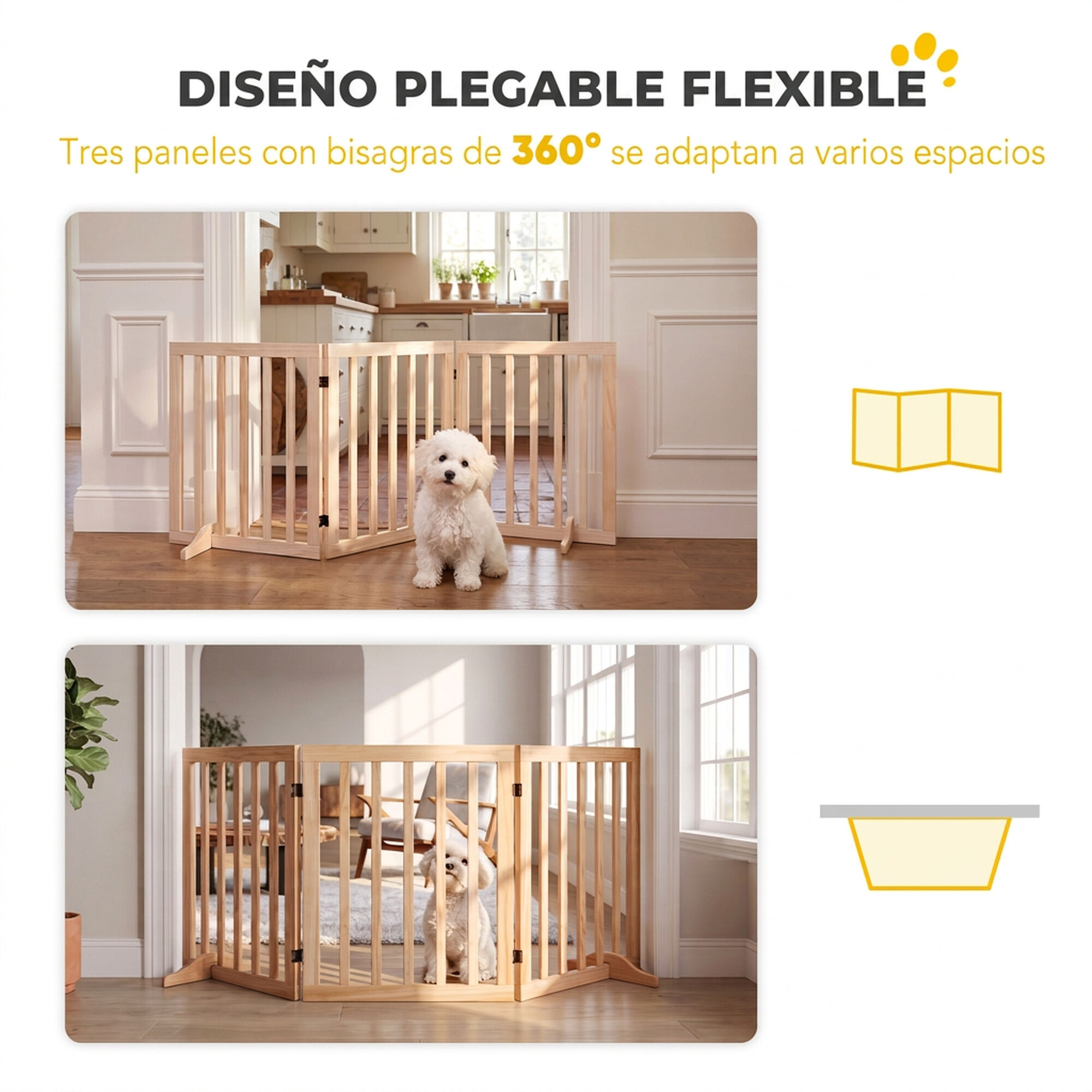 PawHut Barrera para Perro Madera Natural, , large Imagen numero 5