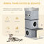 PawHut Barril Rascador para Gatos de 3 Niveles Altura 102 cm Torre para Gatos con Caseta de Fieltro Desmontable Poste de Sisal Cama y Bola de Juguete 60x40x102 cm Gris, , large indicador imagen numero 4