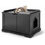 COSTWAY Casita para Gatos, Arenero para Gatos, Casita para Mascotas, Casa para Gatos, Recinto con Hoyo para Gatos, Caja para Animales con Estructura de Madera Resistente (Negro), , large indicador imagen numero 1