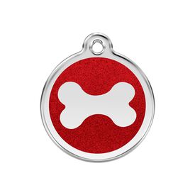 Red Dingo Placa identificativa Purpurina Hueso Rojo para perros