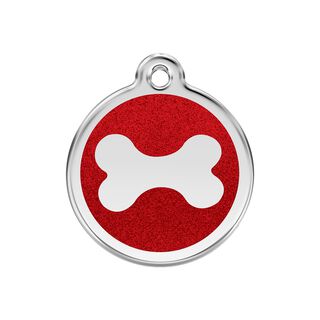 Red Dingo Placa identificativa Purpurina Hueso Rojo para perros