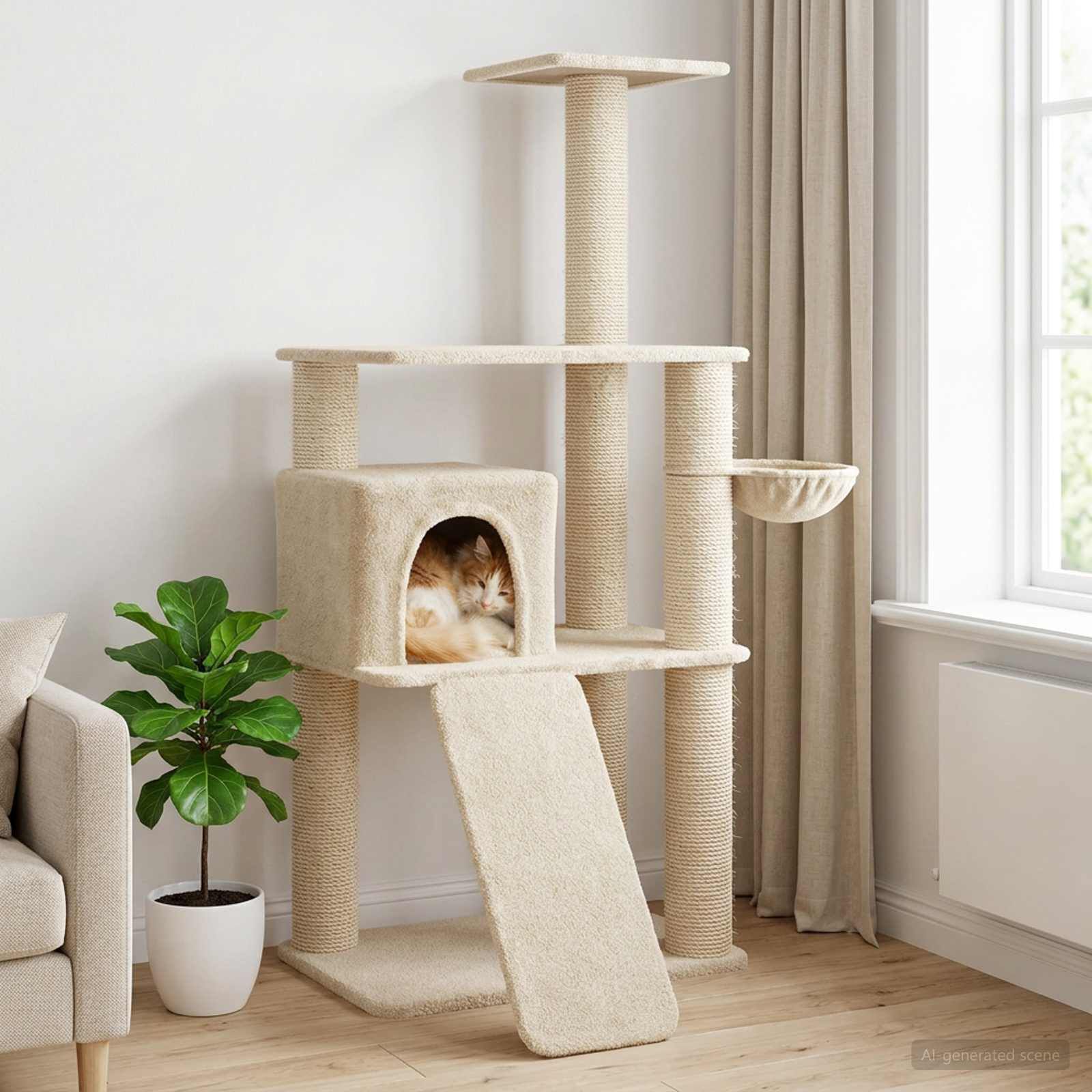 vidaXL &Aacute;rbol para gatos con postes de sisal Muebles Gatos &Aacute;rbol Interior, , large Imagen numero 2