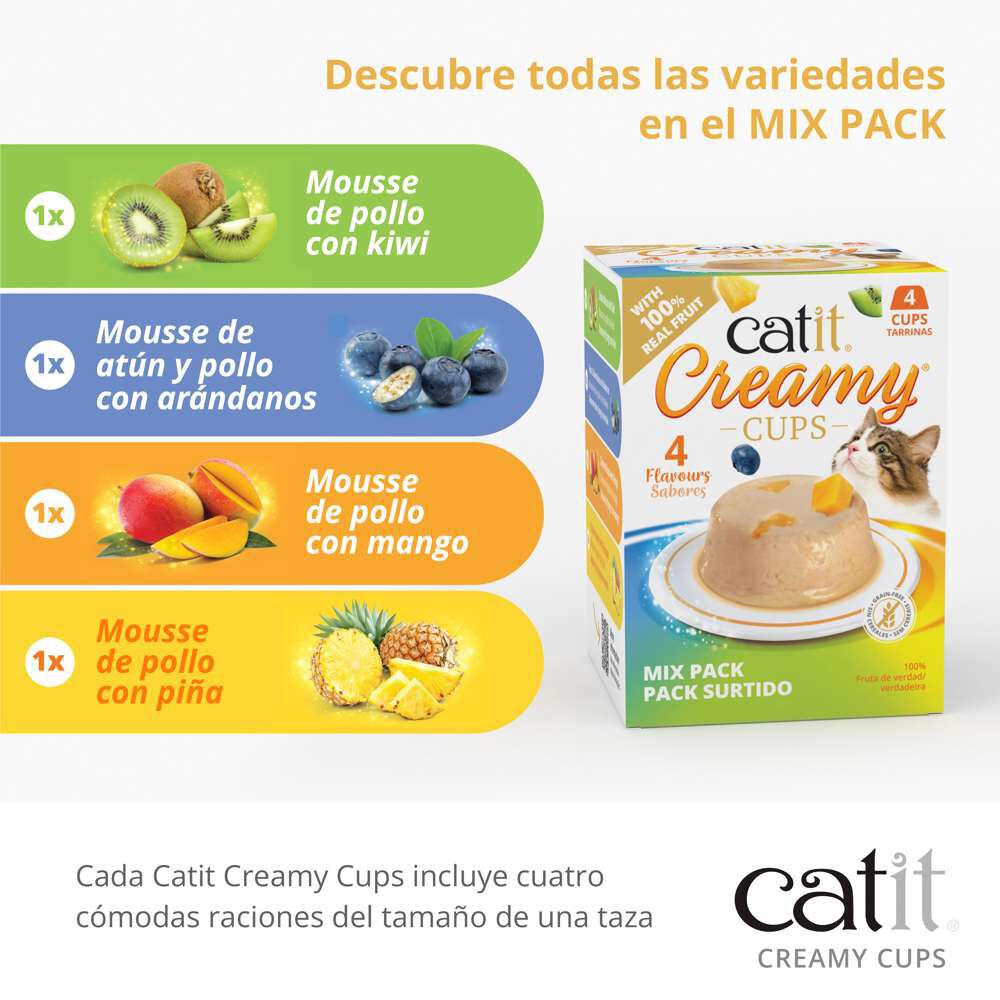 Catit Creamy Cups, At&uacute;n, Pollo y Ar&aacute;ndano, 4x25g, , large Imagen numero 5